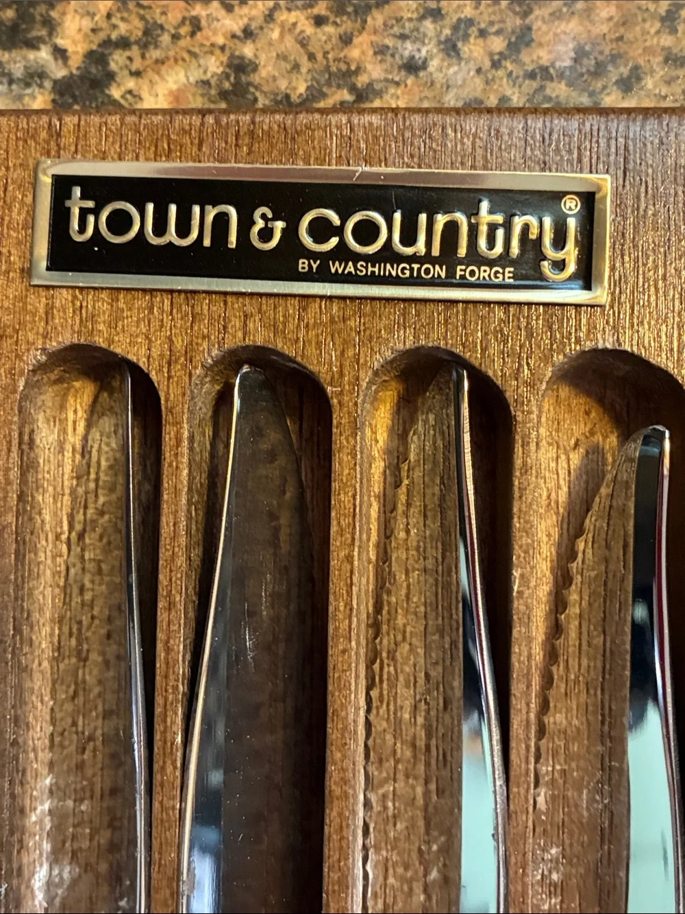 Vintage Town & Country wood handle steak knives